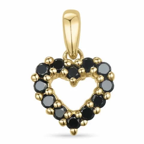 sydän musta timantti riipus 14 karaatti kultaa 0,18 ct
