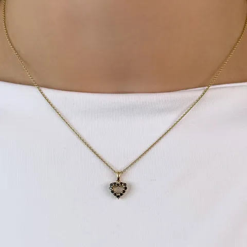 sydän musta timantti riipus 14 karaatti kultaa 0,18 ct