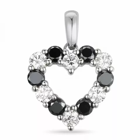 sydän musta timantti timanttiriipus 14 karaatti valkokultaa 0,48 ct 0,48 ct