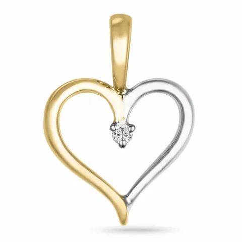 sydän timantti riipus 14 karaatti kulta ja valkokultaa 0,008 ct