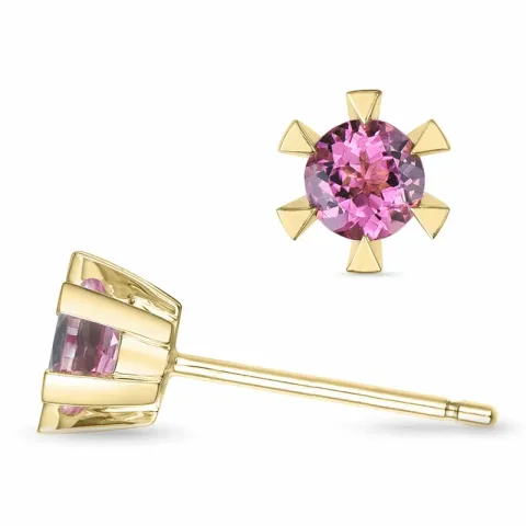2 x 0,28 ct pinkki turmaliini solitaire-nappikorvakorut 14 karaatin kultaa kanssa turmaliini