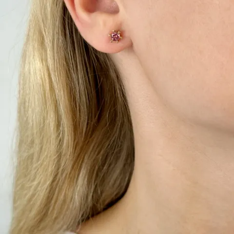 2 x 0,28 ct pinkki turmaliini solitaire-nappikorvakorut 14 karaatin kultaa kanssa turmaliini