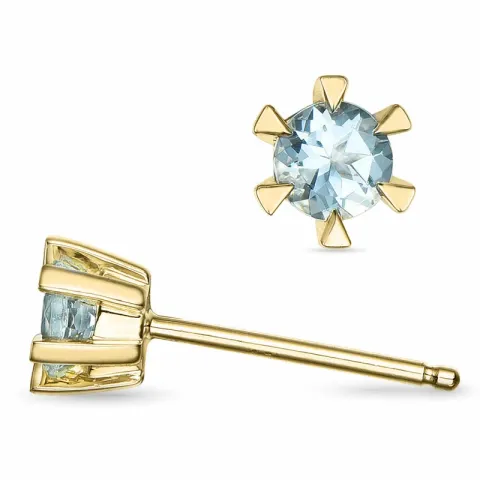 2 x 0,22 ct akvamariinia solitaire-nappikorvakorut 14 karaatin kultaa kanssa akvamariinia