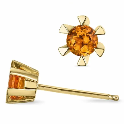 2 x 0,19 ct sitriini solitaire-nappikorvakorut 14 karaatin kultaa kanssa sitriini