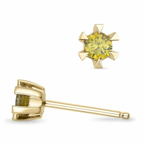 2 x 0,14 ct keltainen käsitelty luonnon timantti solitaire-nappikorvakorut 14 karaatin kultaa kanssa keltainen timantti 