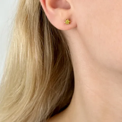 2 x 0,14 ct keltainen käsitelty luonnon timantti solitaire-nappikorvakorut 14 karaatin kultaa kanssa keltainen timantti 