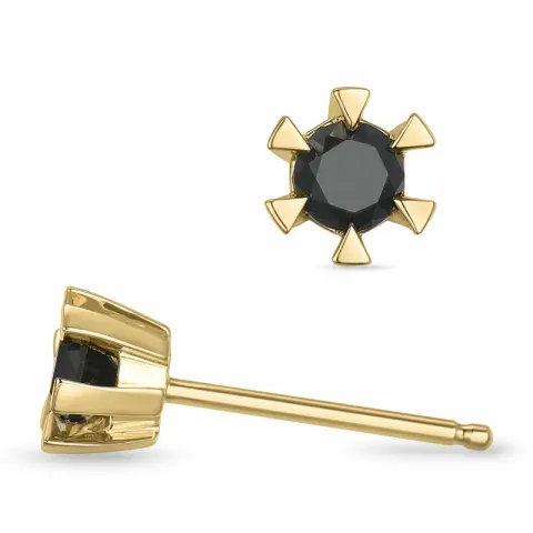 2 x 0,15 ct mustat timantti solitaire-nappikorvakorut 14 karaatin kultaa kanssa musta timantti