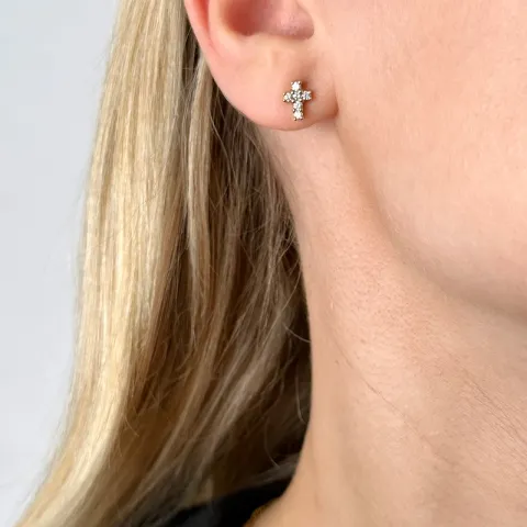 risti briljanttikorvakorut 14 karaatin kultaa kanssa timantti 