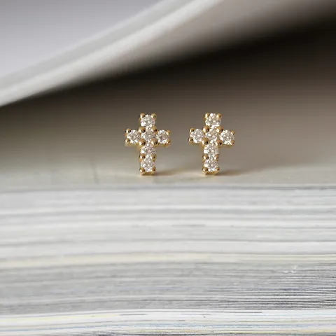 risti briljanttikorvakorut 14 karaatin kultaa kanssa timantti 