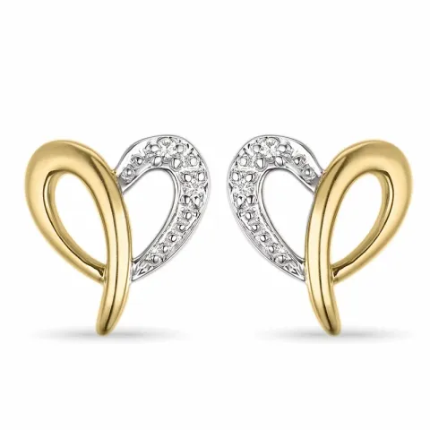 sydän timantti nappikorvakorut 14 karaatin kultaa ja valkokul kanssa timantti 