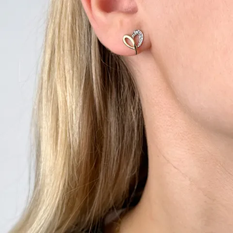 sydän timantti nappikorvakorut 14 karaatin kultaa ja valkokul kanssa timantti 