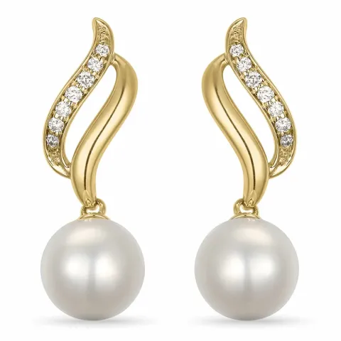 pitkät helmi briljanttikorvakorut 14 karaatin kultaa kanssa timantti 