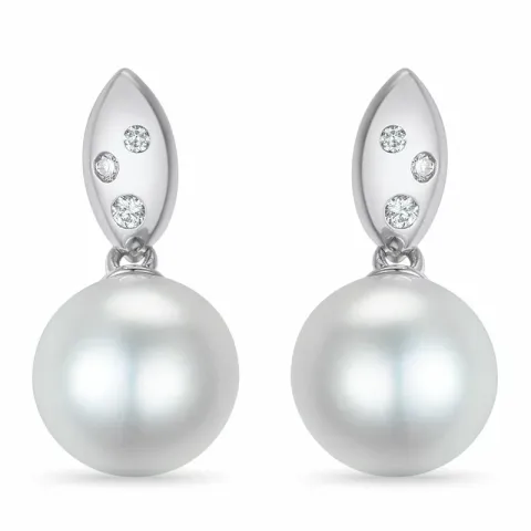 pitkät helmi briljanttikorvakorut 14 karaatin valkokultaa kanssa timantti 