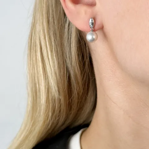 pitkät helmi briljanttikorvakorut 14 karaatin valkokultaa kanssa timantti 