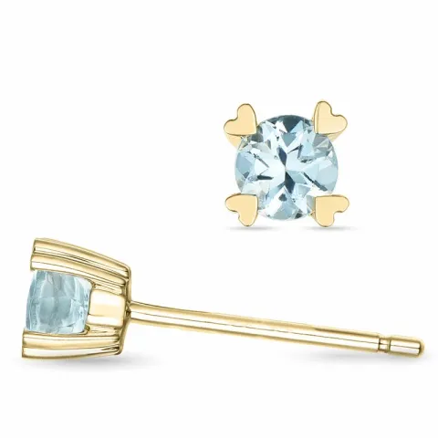 2 x 0,22 ct akvamariinia solitaire-nappikorvakorut 14 karaatin kultaa kanssa akvamariinia 