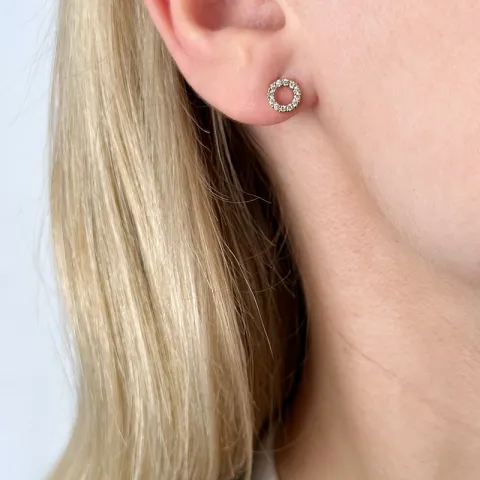 pyöreitä briljantti nappikorvakorut 14 karaatin kultaa kanssa timantti 