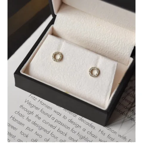 pyöreitä briljantti nappikorvakorut 14 karaatin kultaa kanssa timantti 