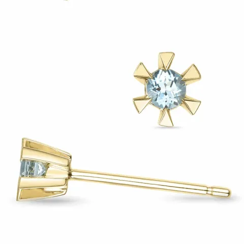 2 x 0,05 ct akvamariinia solitaire-nappikorvakorut 14 karaatin kultaa kanssa akvamariinia