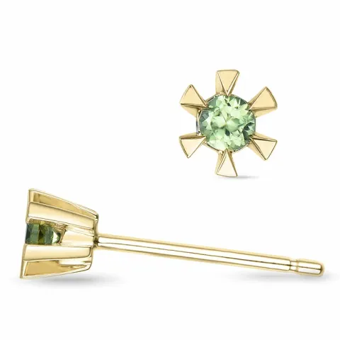 2 x 0,05 ct peridootti solitaire-nappikorvakorut 14 karaatin kultaa kanssa peridootti