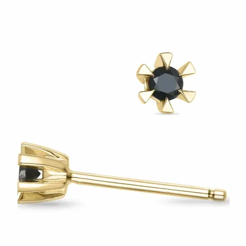 2 x 0,05 ct mustat timantti solitaire-nappikorvakorut 14 karaatin kultaa kanssa musta timantti