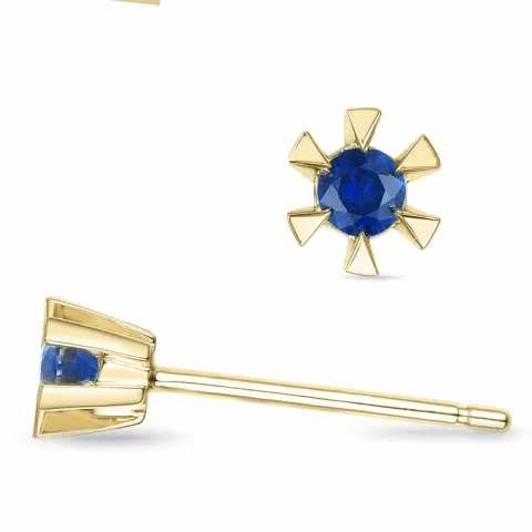 2 x 0,07 ct safiiri solitaire-nappikorvakorut 14 karaatin kultaa kanssa safiiri