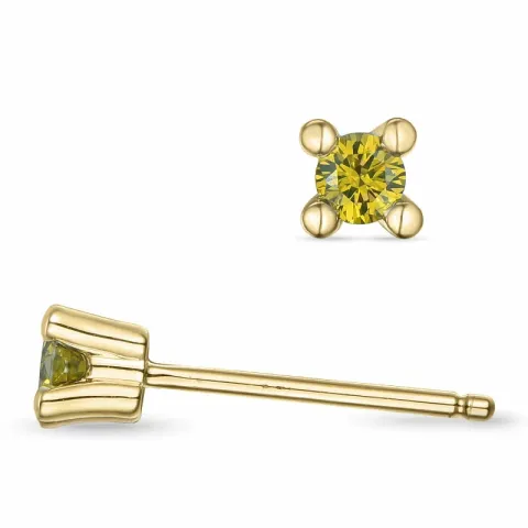 2 x 0,09 ct keltainen käsitelty luonnon timantti solitaire-nappikorvakorut 14 karaatin kultaa kanssa keltainen timantti