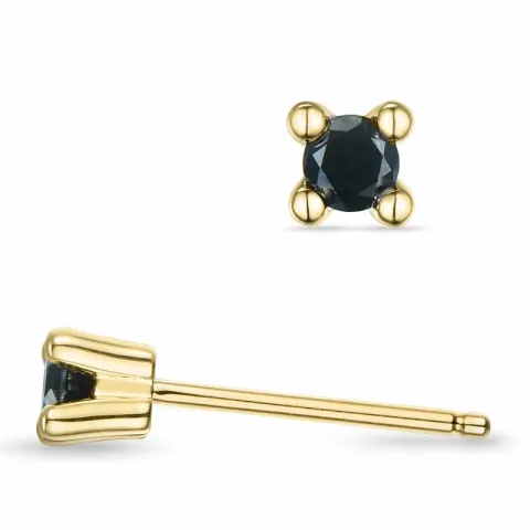2 x 0,10 ct mustat timantti solitaire-nappikorvakorut 14 karaatin kultaa kanssa musta timantti