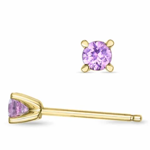 2 x 0,13 ct pinkki safiiri solitaire-nappikorvakorut 14 karaatin kultaa kanssa pinkki safiiri 