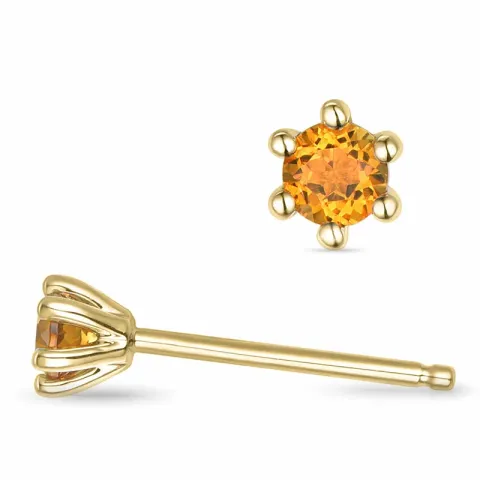 2 x 0,10 ct sitriini solitaire-nappikorvakorut 14 karaatin kultaa kanssa sitriini