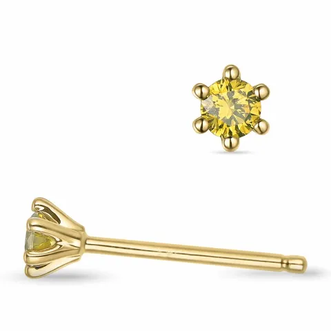 2 x 0,09 ct keltainen käsitelty luonnon timantti solitaire-nappikorvakorut 14 karaatin kultaa kanssa keltainen timantti