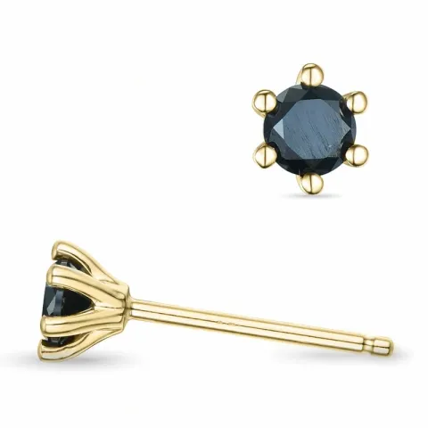 2 x 0,15 ct mustat briljantti solitaire-nappikorvakorut 14 karaatin kultaa kanssa musta timantti