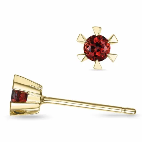 2 x 0,14 ct granaatti solitaire-nappikorvakorut 14 karaatin kultaa kanssa granaatti