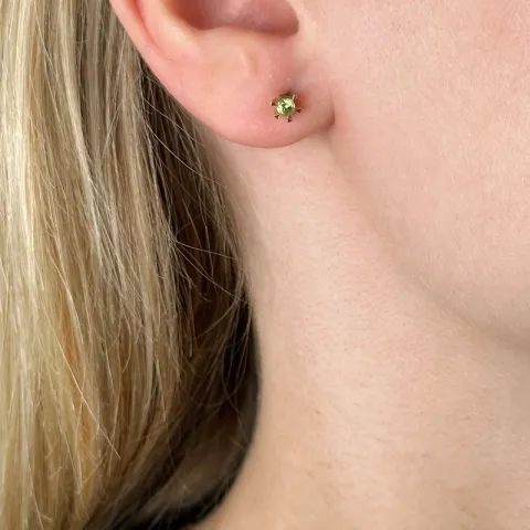 2 x 0,12 ct peridootti solitaire-nappikorvakorut 14 karaatin kultaa kanssa peridootti 