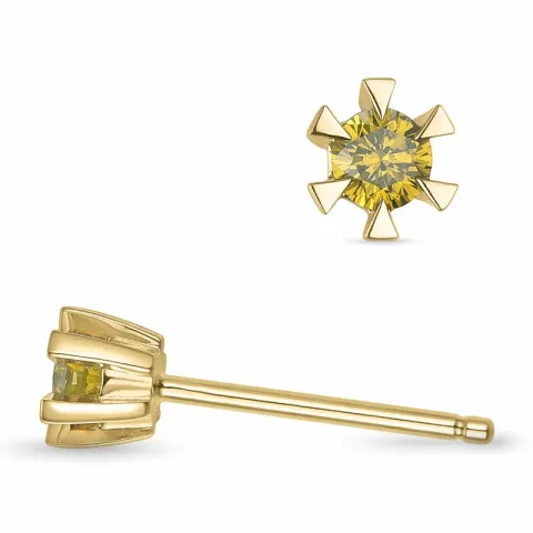 2 x 0,09 ct keltainen käsitelty luonnon timantti solitaire-nappikorvakorut 14 karaatin kultaa kanssa keltainen timantti 