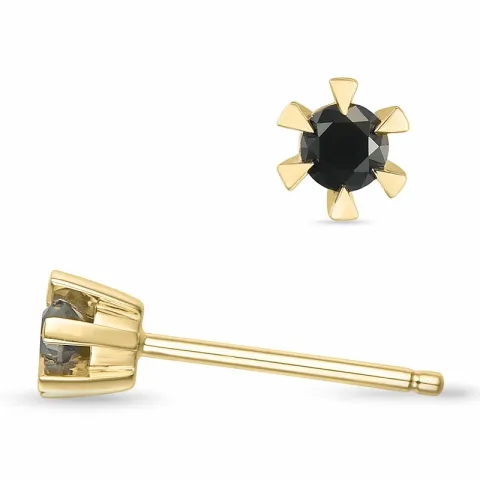 2 x 0,10 ct mustat timantti solitaire-nappikorvakorut 14 karaatin kultaa kanssa musta timantti
