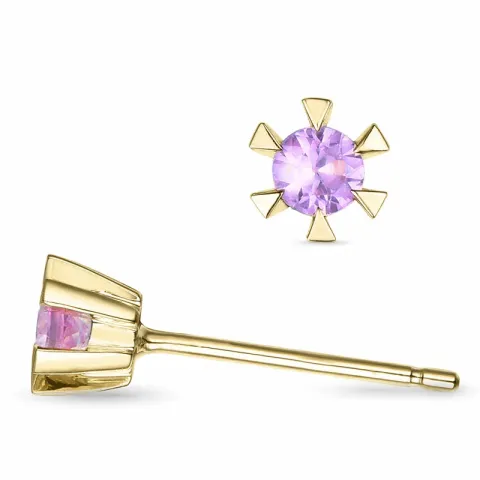 2 x 0,13 ct pinkki safiiri solitaire-nappikorvakorut 14 karaatin kultaa kanssa pinkki safiiri 