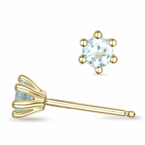 2 x 0,22 ct akvamariinia solitaire-nappikorvakorut 14 karaatin kultaa kanssa akvamariinia