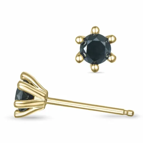 2 x 0,25 ct mustat timantti solitaire-nappikorvakorut 14 karaatin kultaa kanssa musta timantti