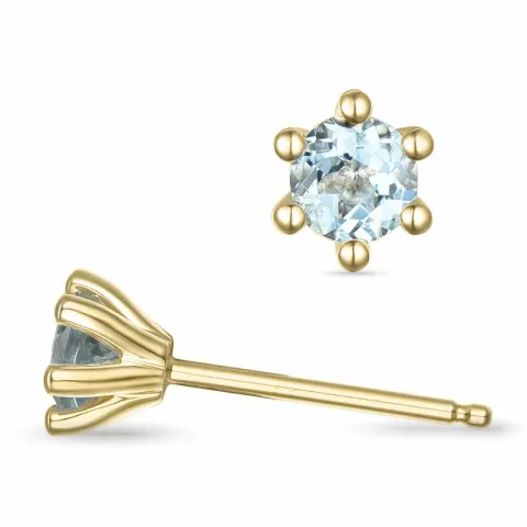 2 x 0,25 ct akvamariinia solitaire-nappikorvakorut 14 karaatin kultaa kanssa akvamariinia 