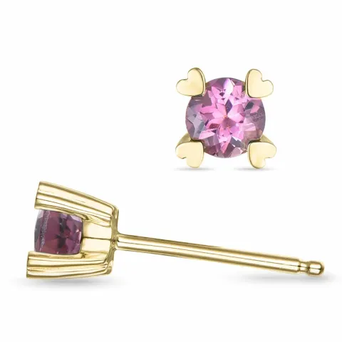 2 x 0,28 ct pinkki turmaliini solitaire-nappikorvakorut 14 karaatin kultaa kanssa turmaliini 