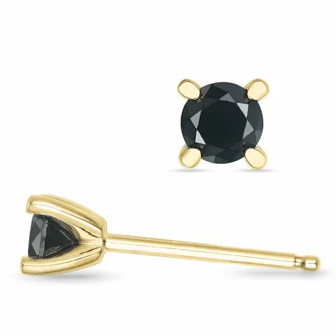 2 x 0,20 ct mustat timantti solitaire-nappikorvakorut 14 karaatin kultaa kanssa musta timantti
