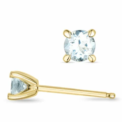 2 x 0,22 ct akvamariinia solitaire-nappikorvakorut 14 karaatin kultaa kanssa akvamariinia