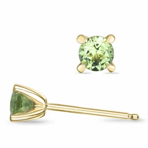 2 x 0,30 ct peridootti solitaire-nappikorvakorut 14 karaatin kultaa kanssa peridootti