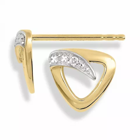 kolmionmuotoinen timantti nappikorvakorut 14 karaatin kultaa, jossa on r kanssa timantti 