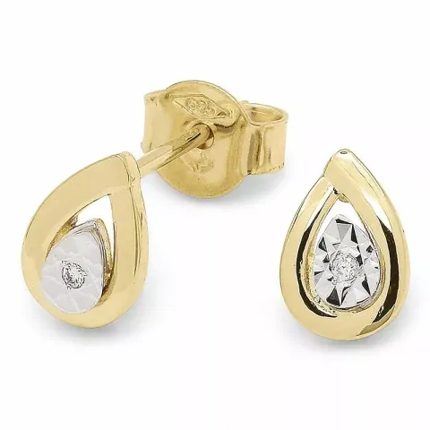 pisara timantti nappikorvakorut 14 karaatin kultaa, jossa on r kanssa timantti 