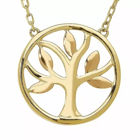 13,5  mm elämänpuu kaulaketju, jossa on riipus  14 karaatin tavallinen ja punainen 