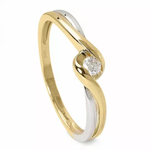 Yksinkertainen timantti kulta sormus 14 karaatin kultaa rodiumilla 0,08 ct