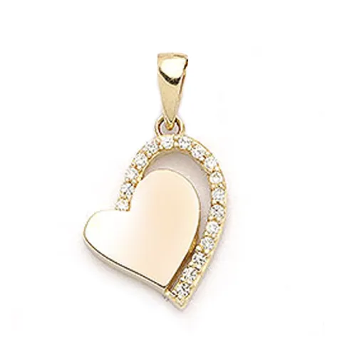 sydän zirkoni riipus  9 karaatin kultaa