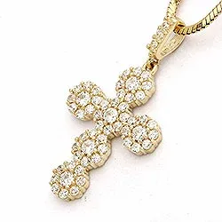 Risti valkoinen zirkoni riipus  9 karaatin kultaa