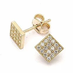 neliskulmainen korvarenkaat 9 karaatin kultaa kanssa 